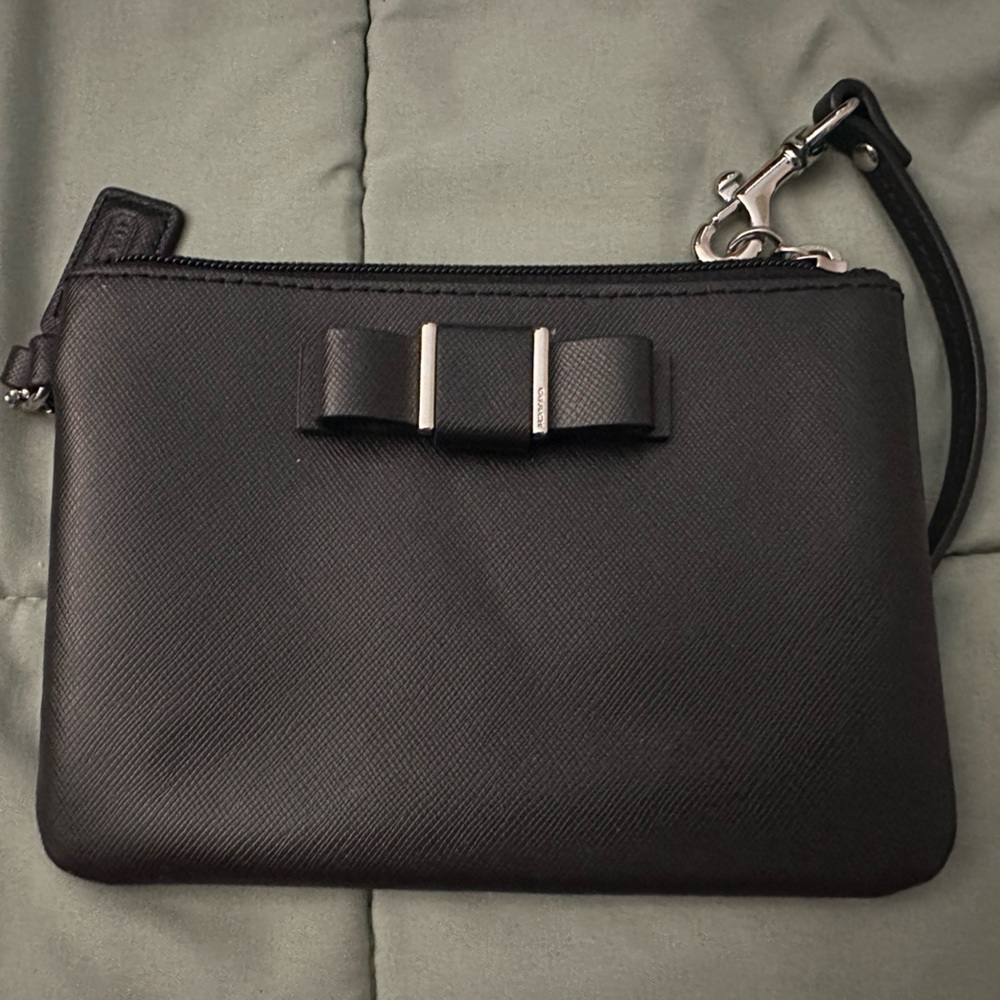 Coach Black Wallet with Wrist Strap and Modern Design